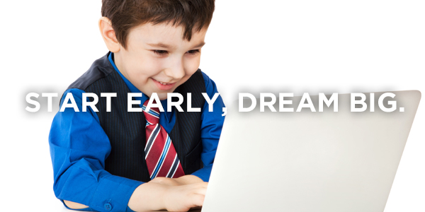 start early, dream big graphic