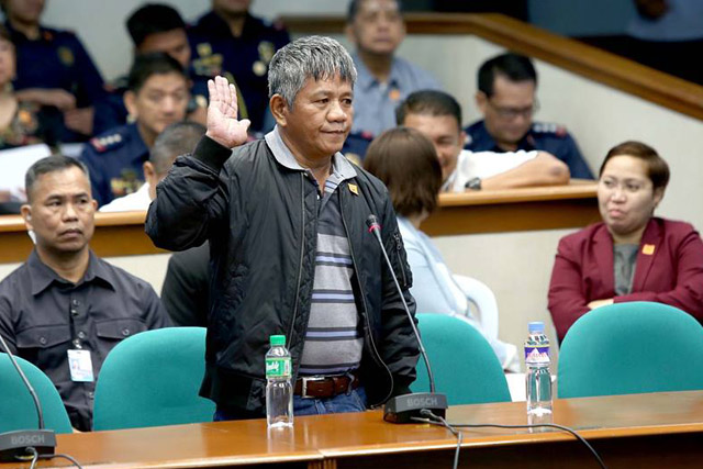 Star witness Edgar Matobato was the center of attention in last Thursday's Senate hearings on extrajudicial killings. Live coverage on TV and radio was provided by a majority of outlets, save for News5. (Photo credit: The Philippine Star)