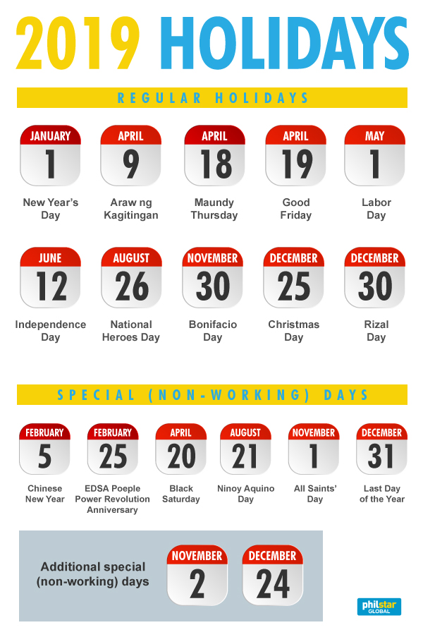 Infographic Philippine holidays for 2019