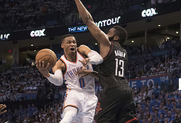Russell Westbrook has triple-double as Thunder holds off Rockets 115-113