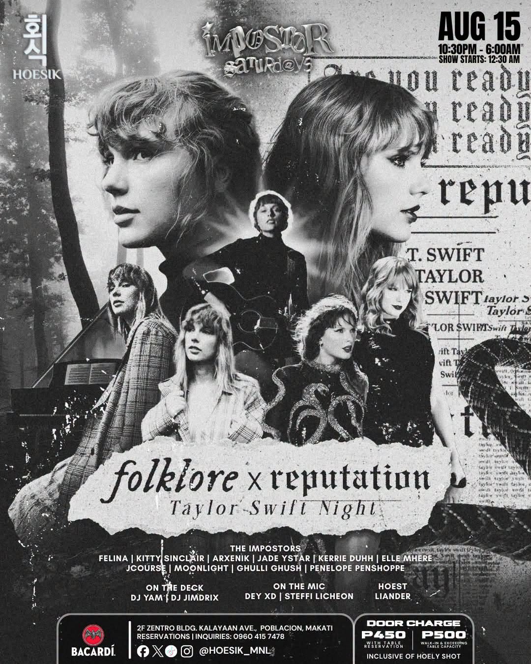 Impostor Saturdays Presents: Folklore x Reputation Taylor Swift Night