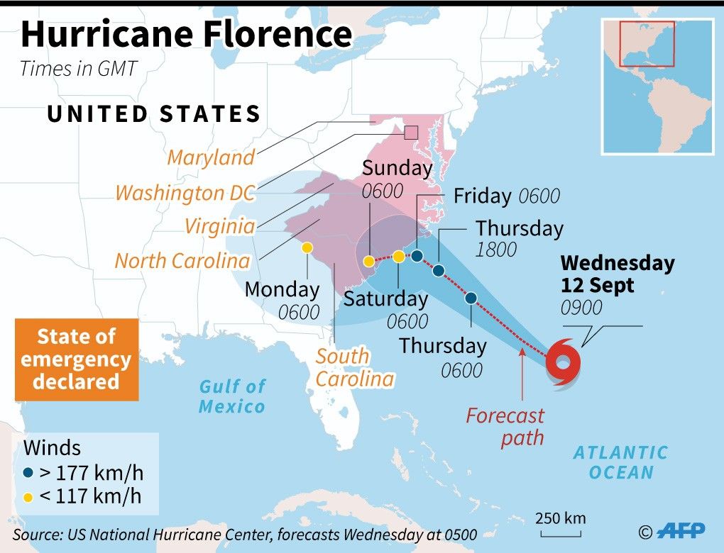US readies for 'big one" as Hurricane Florence approaches Carolinas