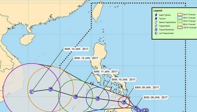 'Auring' changes direction, moves toward Surigao del Norte