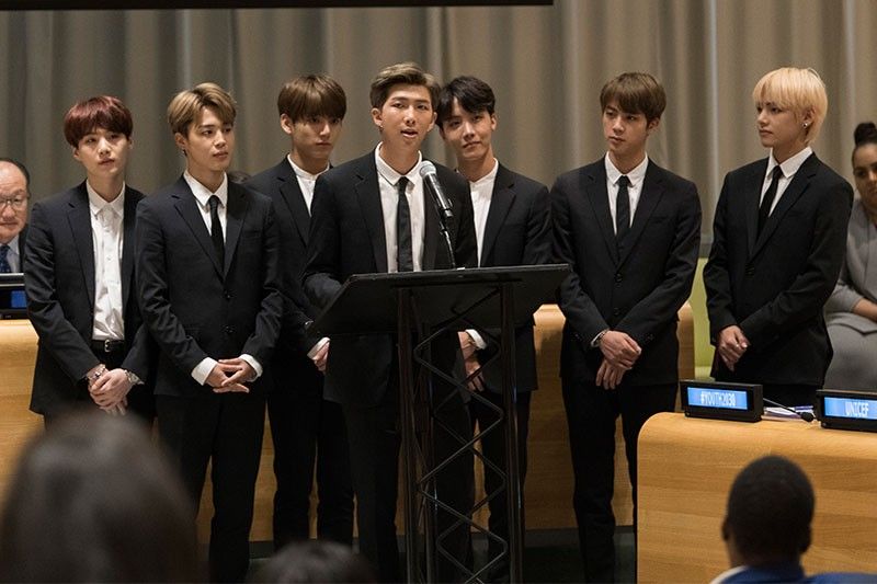 BTS at UN urge world's youth to 'just speak yourself'
