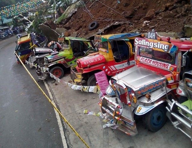 LOOK: Landslide damages vehicles in Cebu City barangay