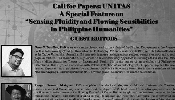 UNITAS welcome submissions on Philippine Humanities