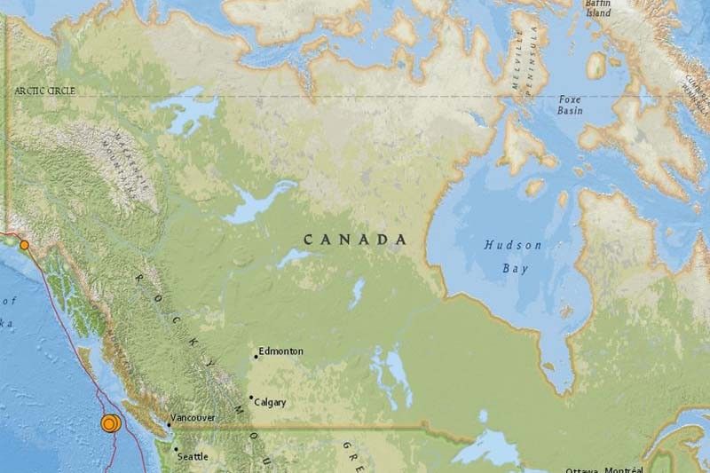 4 earthquakes strike off Canada's west coast