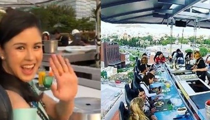WATCH: Kisses Delavin enjoys dinner in the sky