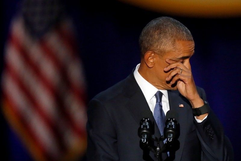 Forceful and tearful, Obama says goodbye in emotional speech