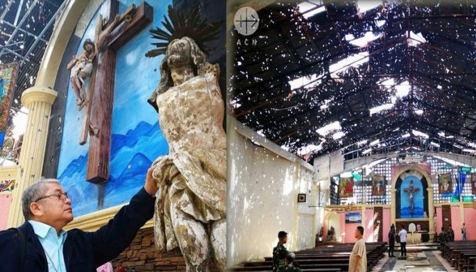 Bishop visits Marawi, saddened by destruction, desecration