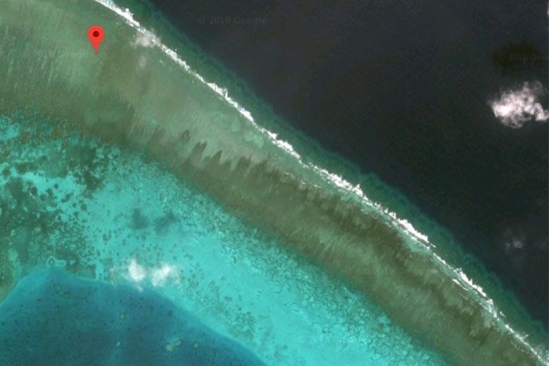 Destruction of Scarborough Shoal seen on Google Earth