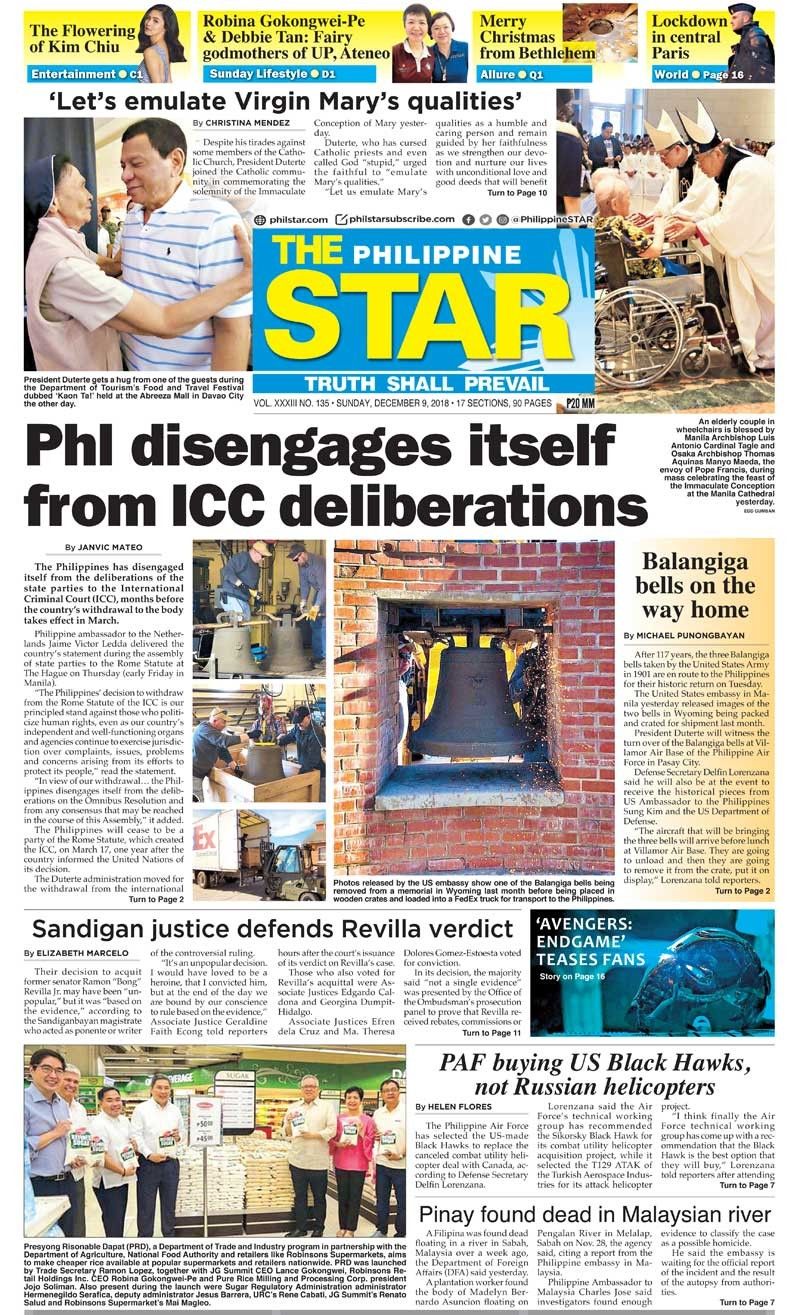 The STAR Cover (December 9, 2018) | Philstar.com