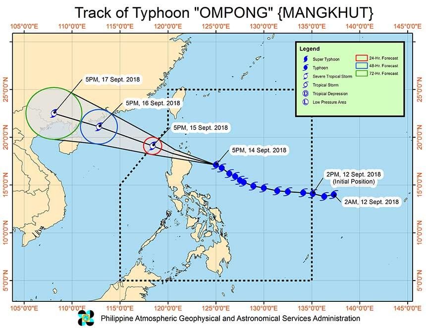 Signal No. 4 in four areas in northern Luzon as 'Ompong' closes in