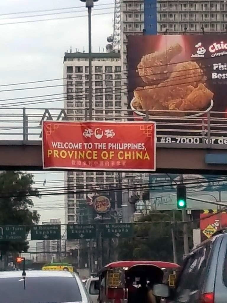 Banners welcome visitors to 'Philippines, province of China'