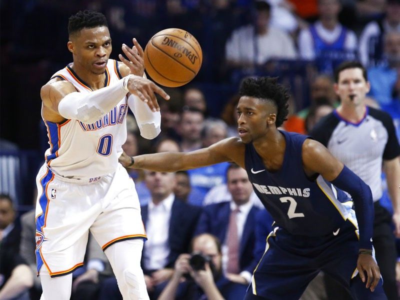 Westbrook completes another triple-double season as Thunder drown Grizzlies
