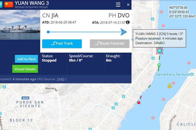 Chinese tracking ship docks at Davao port