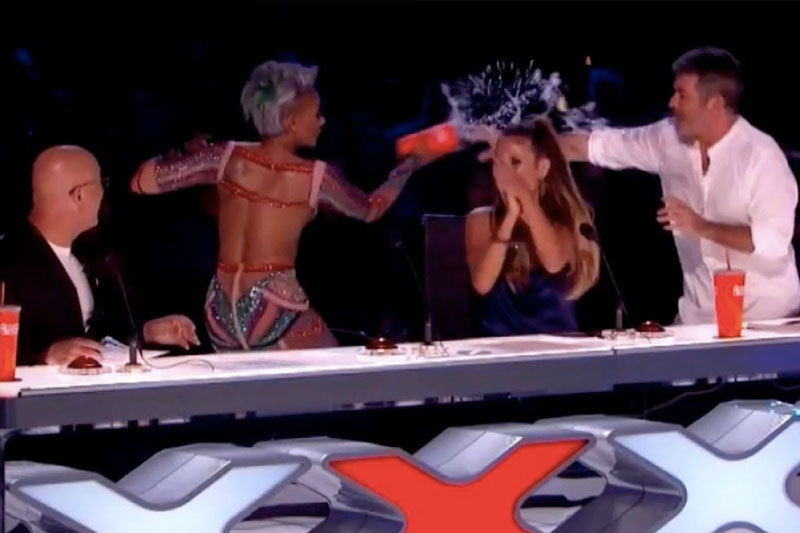  Mel B dumps water on Simon Cowell