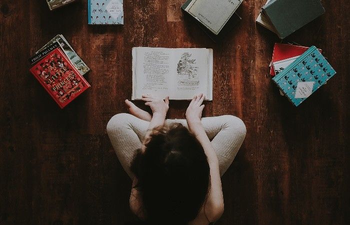 child reading books