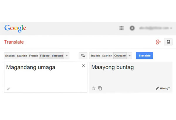 philippines to english google translate