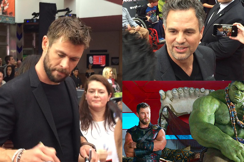 Exclusive: Marvelâ��s ultimate fighters, Hulk and Thor, meet up at Sydney premiere