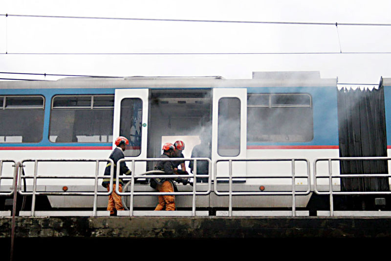 MRT seat catches fire     