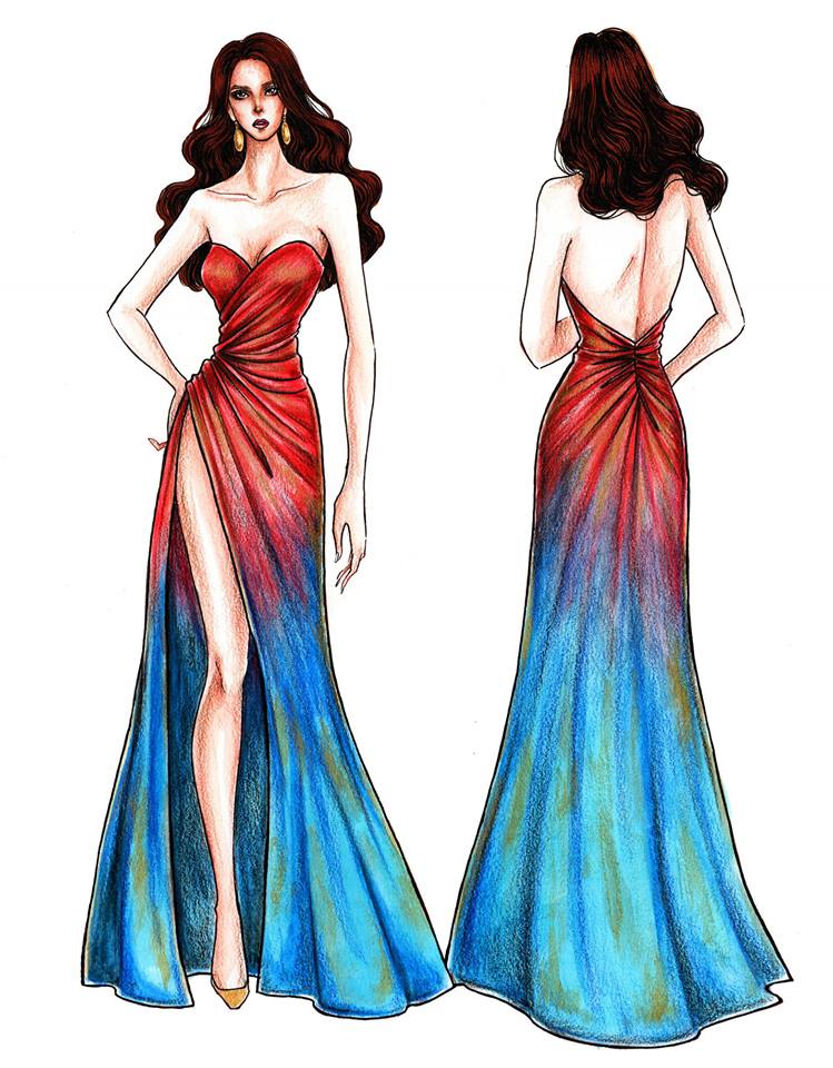 LOOK: Sketches of Catriona Gray’s possible Miss Universe evening gown ...