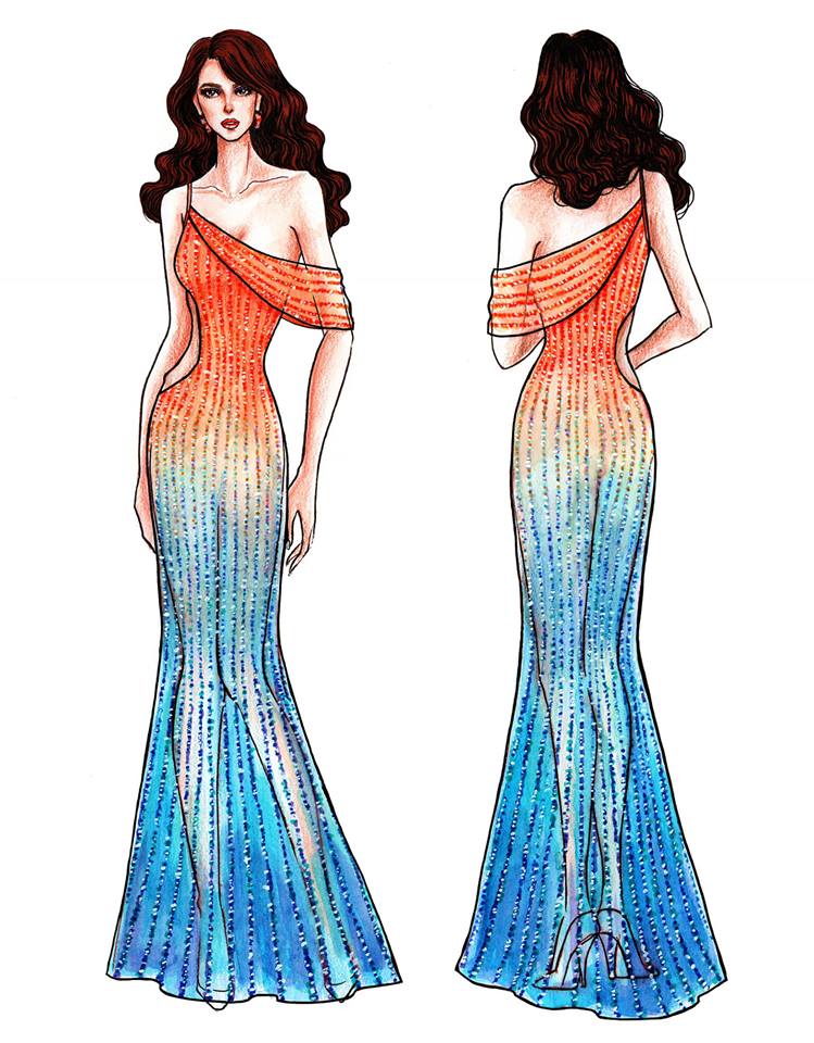 LOOK: Sketches of Catriona Gray’s possible Miss Universe evening gown ...