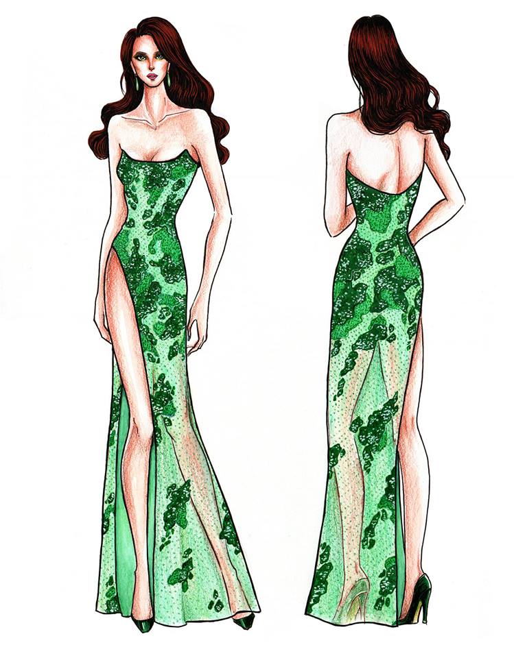 LOOK: Sketches of Catriona Gray’s possible Miss Universe evening gown ...