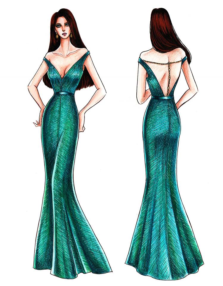 LOOK: Sketches of Catriona Gray’s possible Miss Universe evening gown ...