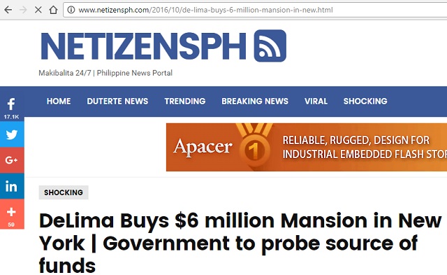 De Lima New York Mansion In Online Exposé Is A Museum Headlines News The Philippine Star