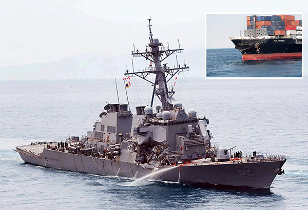 US warship collision: 7 Navy sailors missing