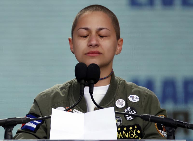 School shooting survivor marks 6 minutes of strength and silence at rally