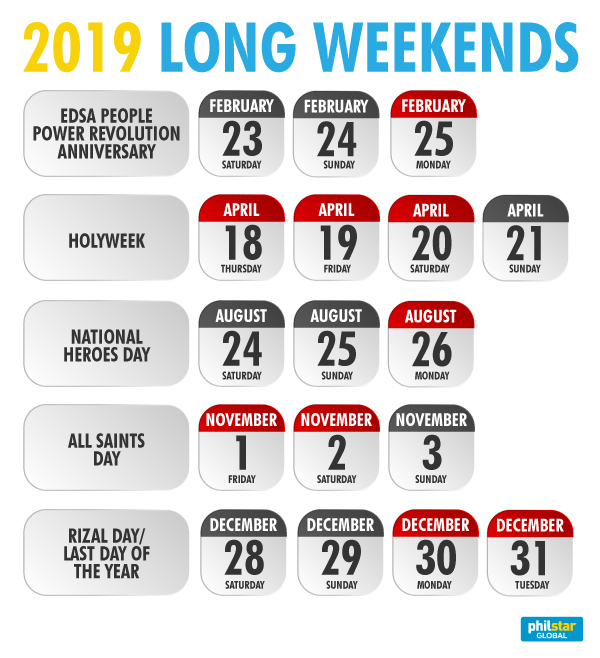 Infographic Philippine Holidays For 2019