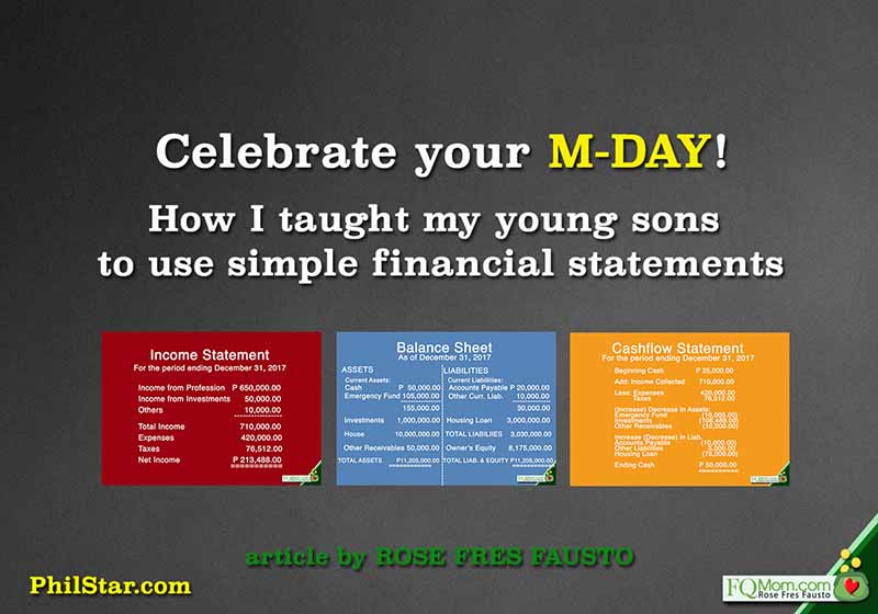 Celebrate your M Day! (How I taught my young sons to use simple financial statements)