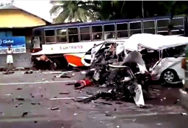 Bus collides with van; 6 dead, 15 hurt