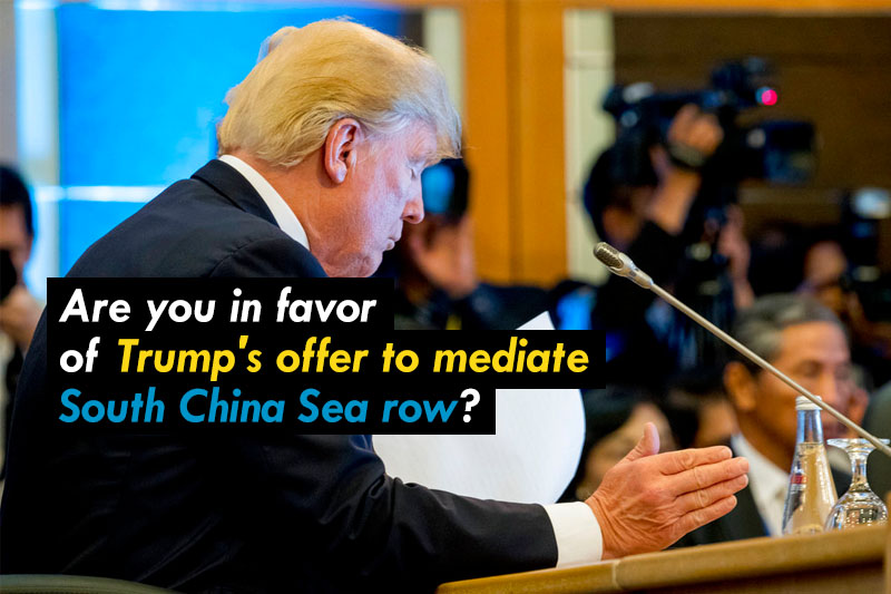 Are you in favor of Trump's offer to mediate South China Sea row?