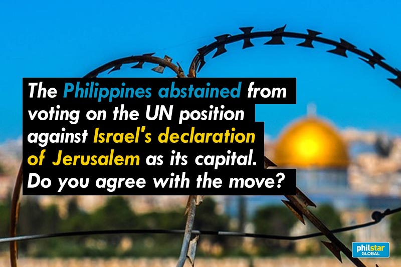 Do you agree with Philippines' 'abstain' vote on Israel's declaration of Jerusalem as capital?