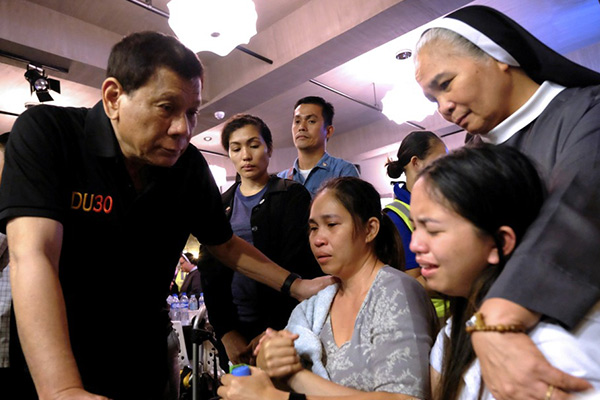 Duterte vows assistance to Davao City mall fire victims