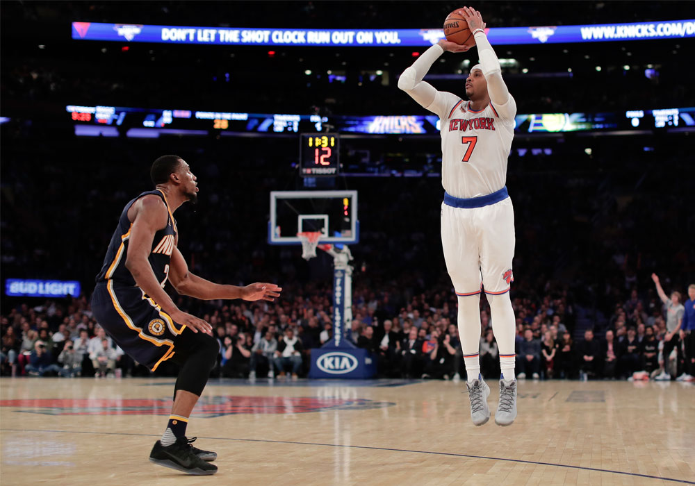 Anthony scores 35 as Knicks rally past Pacers to end slump