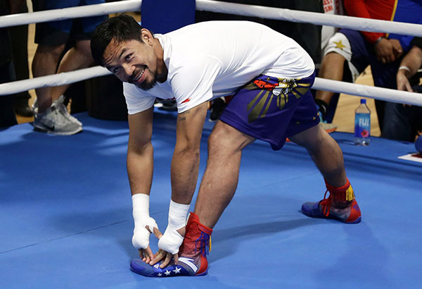 Pacman displays fine form in workout