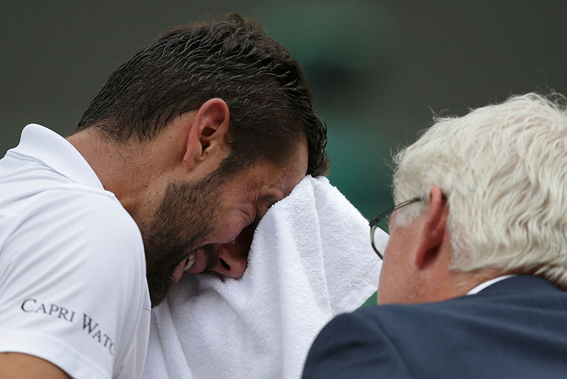 Marin Cilic in pain, tears in Wimbledon final against Federer