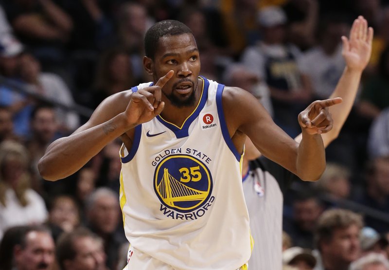 Durant helps Warriors pull away for 127-108 win over Nuggets