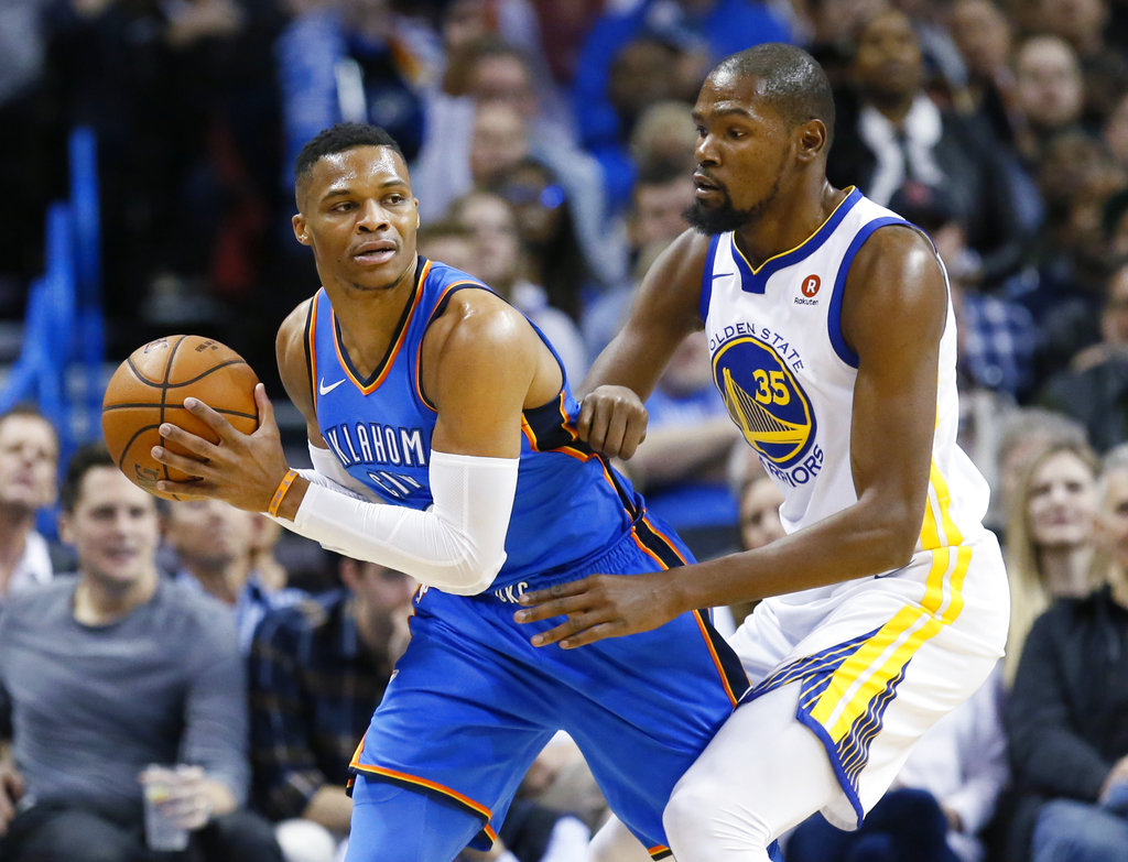 Westbrook's 34 points lead Thunder past Warriors, 108-91