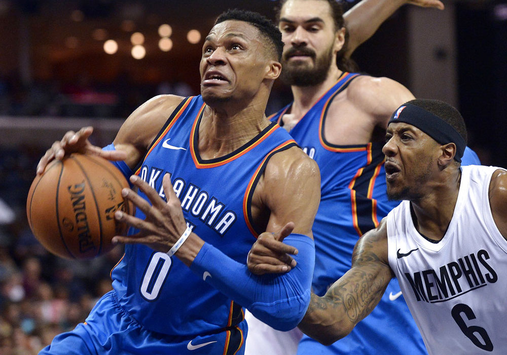 George, Westbrook's triple-double power Thunder past Grizzlies