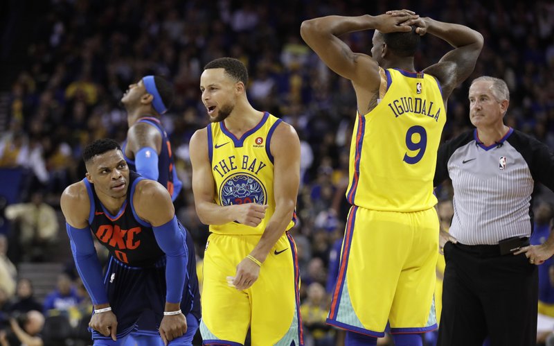 After 2 lopsided losses to OKC, Durant leads Warriors rout