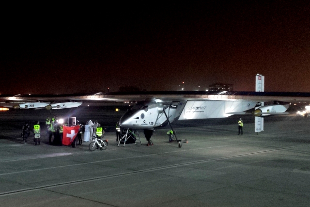 Solar-power plane airborne on historic round-the-world trip