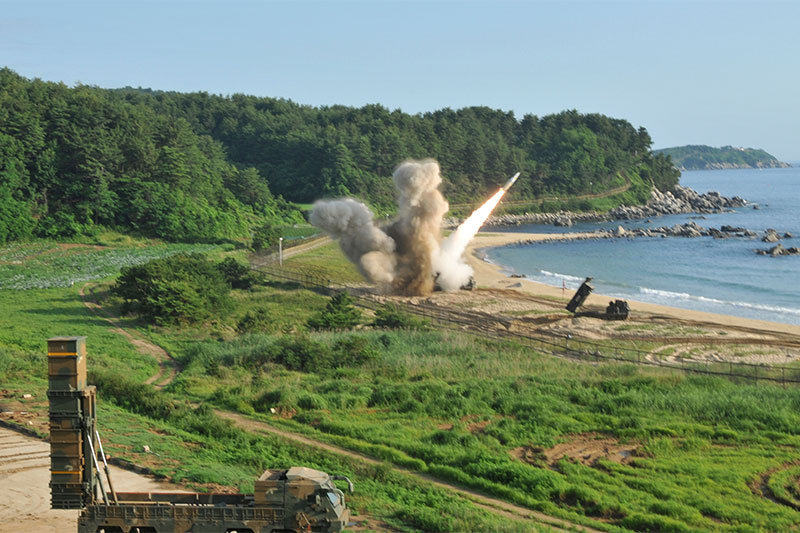 In this photo provided by Eighth U.S. Army, a U.S. MGM-140 Army Tactical Missile is fired into the east sea during the combined military exercise against North Korea at an undisclosed location in South Korea, Wednesday, July 5, 2017. North Korea delighted in the international furor created by its first launch of an intercontinental ballistic missile, vowing Wednesday to never give up its missiles or nuclear weapons and to keep sending Washington more "gift packages" of weapons tests. U.S. and South Korean forces, in response, engineered what was meant as a show of force for Pyongyang, with soldiers from the allied nations firing "deep strike" precision missiles into South Korean territorial waters. The missile firings Tuesday demonstrated U.S.-South Korean solidarity, the U.S. Eighth Army said in a statement. Eighth U.S. Army via AP