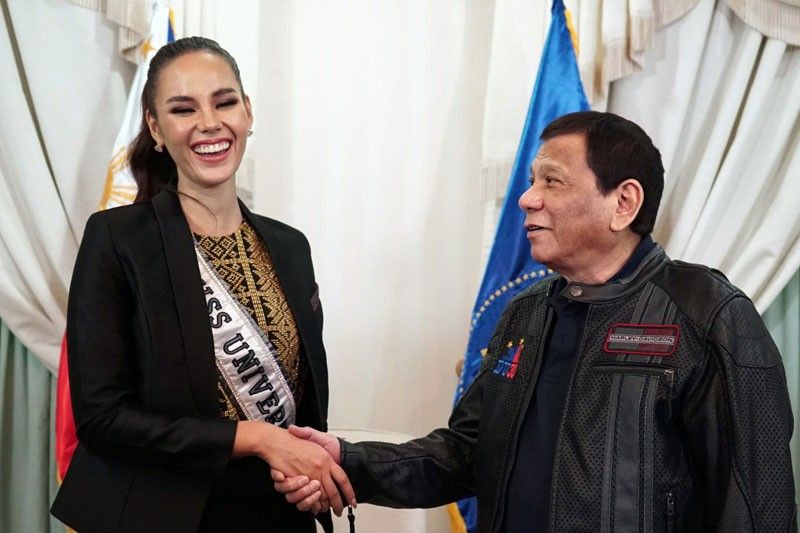 Jovial meet for Duterte, Catriona Gray