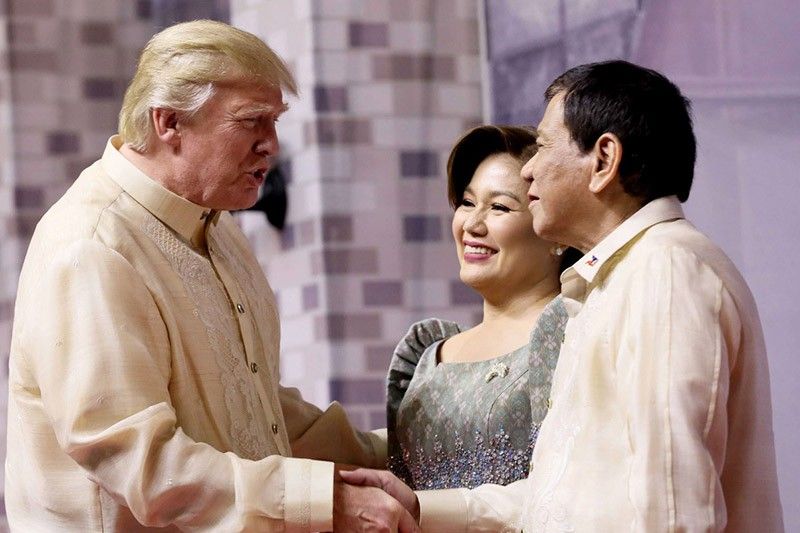 n this file photo, President Rodrigo Duterte and his partner Honeylet welcome US President Donald Trump prior to the start of the gala dinner hosted by the Philippines for the leaders of the Association of Southeast Asian Nations (ASEAN) member states and dialogue partners at the SMX Convention Center in Pasay City on November 12, 2017.  Image: Philstar.com