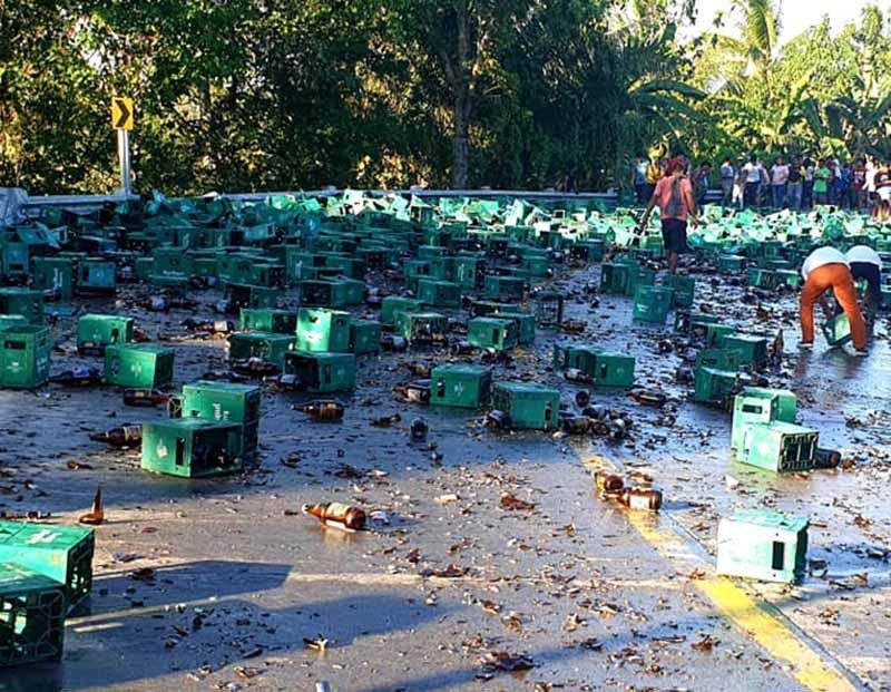 Unhappy hours in North Cotabato as broken beer bottles back traffic up
